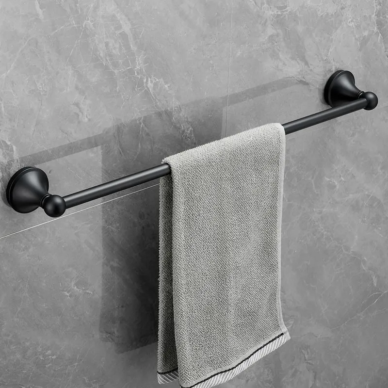 Juego de accesorios de baño modernos de 6 piezas en acero inoxidable, ganchos para batas negros mate/barra para toallero C...
