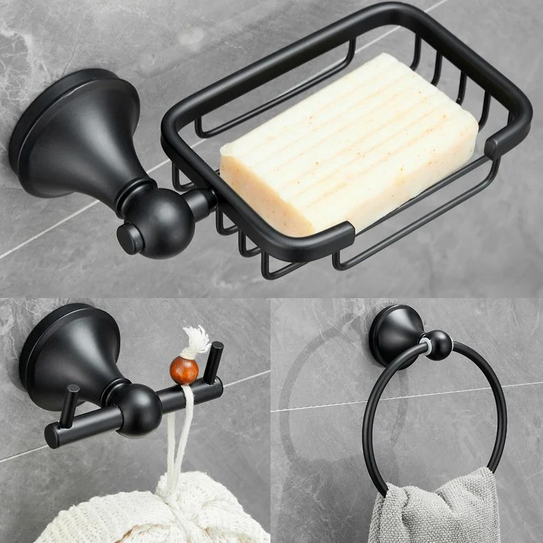 Juego de accesorios de baño modernos de 6 piezas en acero inoxidable, ganchos para batas negros mate/barra para toallero C...