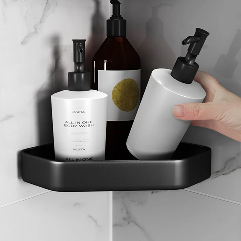 Juego de accesorios de baño negro mate, estante de baño moderno antioxidante de 1/2/3 piezas Clearhalo