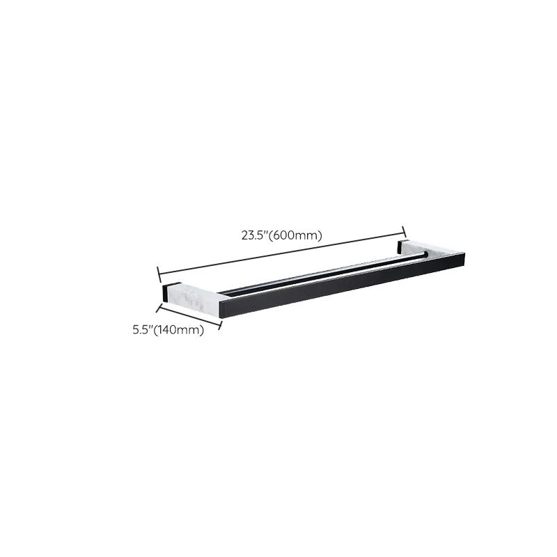 Juego de accesorios de baño negro mate en metal y mármol con estante para baño/barra para toallas Clearhalo