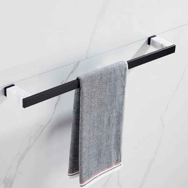 Juego de accesorios de baño negro mate en metal y mármol con estante para baño/barra para toallas Clearhalo