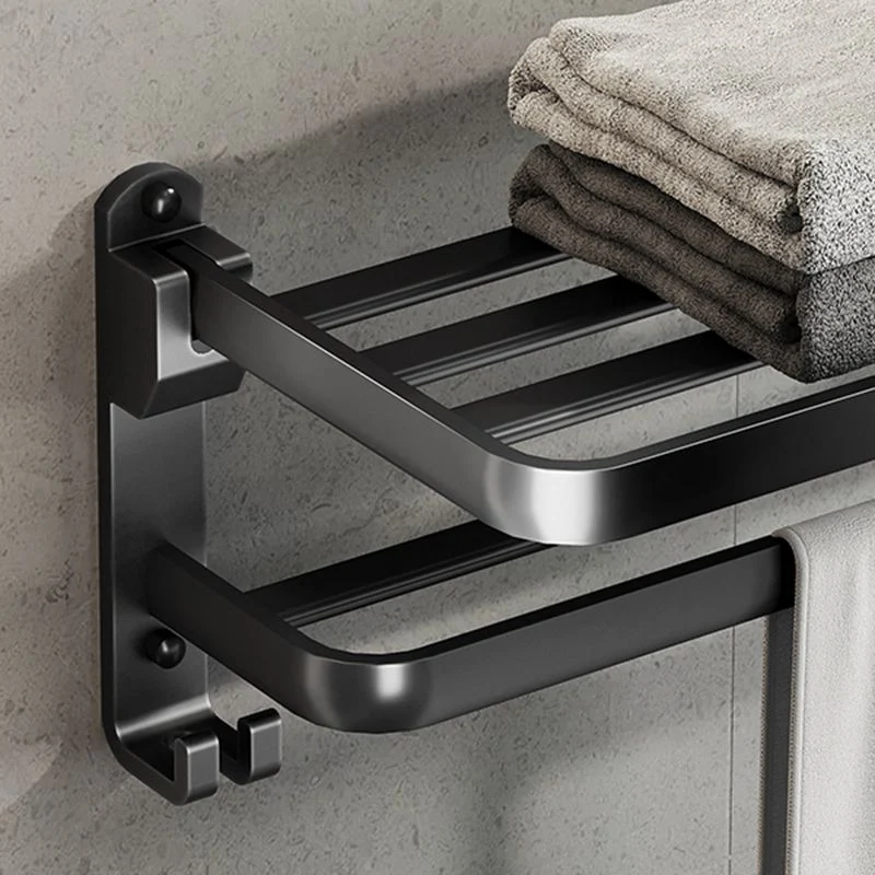 Juego de accesorios de baño negro mate moderno, barra para toallas, soporte para papel y gancho para bata incluido Clearhalo