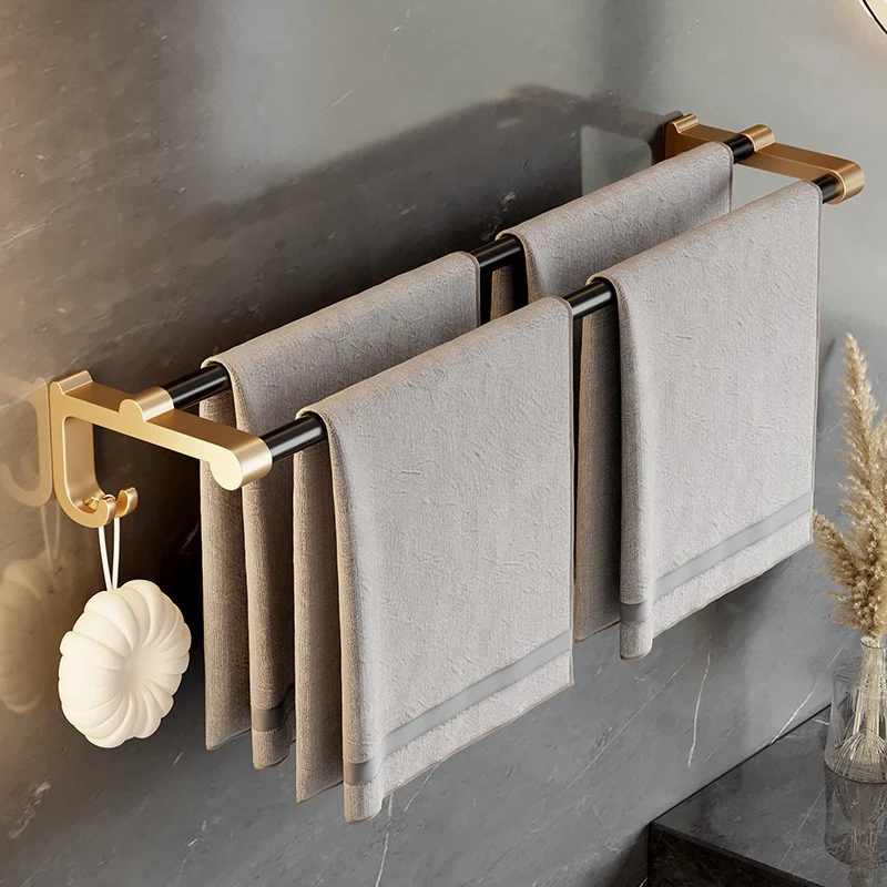 Juego de accesorios de baño negro moderno Juego de accesorios de baño con barra de toalla Clearhalo