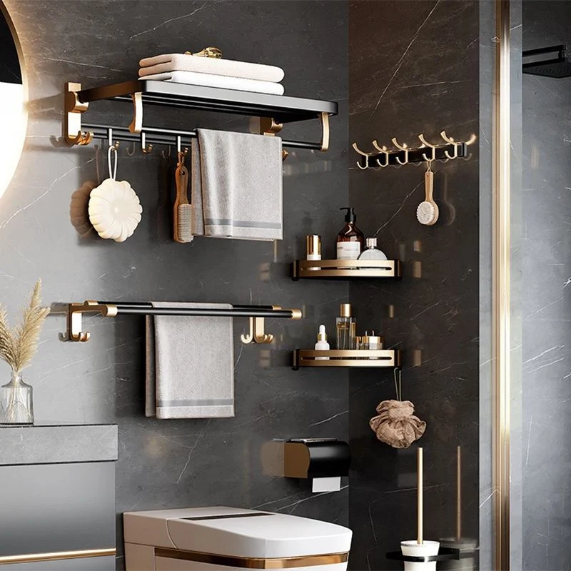 Juego de accesorios de baño negro moderno Juego de accesorios de baño con barra de toalla Clearhalo