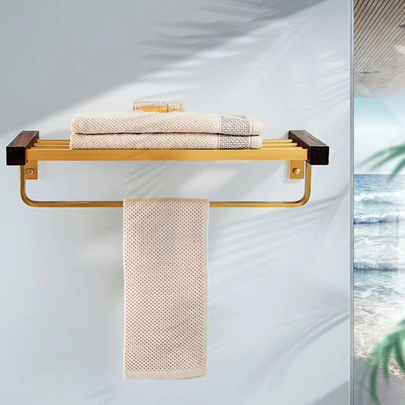 Juego de accesorios de baño de nogal de 6 piezas Juego de accesorios de baño de metal dorado Clearhalo