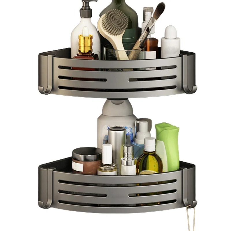 Juego de accesorios de baño de 3 piezas, estante de baño de aluminio contemporáneo Clearhalo