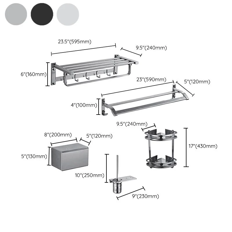 Juego de accesorios de baño de 5 piezas, estante de baño/toallero de aluminio incluido, juego de baño Clearhalo