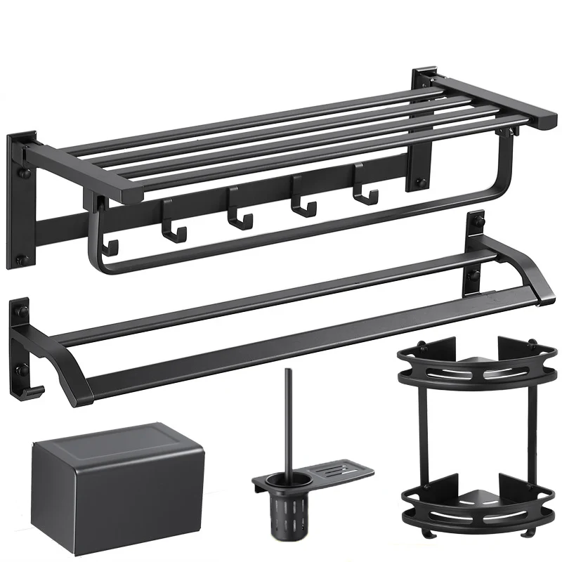 Juego de accesorios de baño de 5 piezas, estante de baño/toallero de aluminio incluido, juego de baño Clearhalo