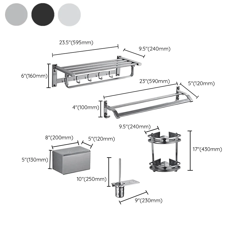 Juego de accesorios de baño de 5 piezas, estante de baño/toallero de aluminio incluido, juego de baño Clearhalo