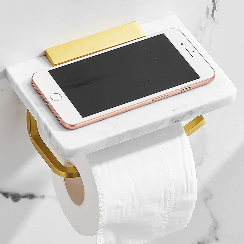 Juego de accesorios de baño de 7 piezas Herrajes de baño de mármol y metal Clearhalo