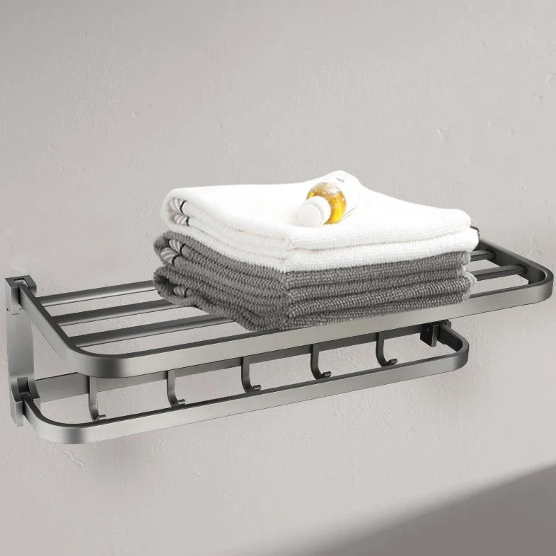 Juego de accesorios de baño de 6 piezas de metal contemporáneo con estante para bañera Clearhalo