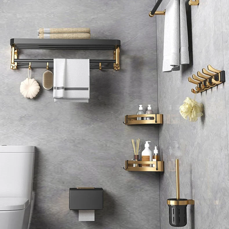 Juego de accesorios de baño de 6 piezas de metal contemporáneo con estante para bañera Clearhalo