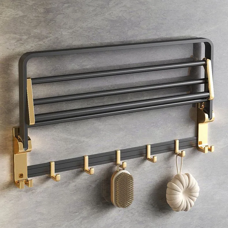 Juego de accesorios de baño de 6 piezas de metal contemporáneo con estante para bañera Clearhalo