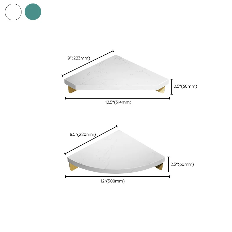 Juego de accesorios de baño de 2 piezas de mármol, estante de baño de metal cepillado Blanco Clearhalo
