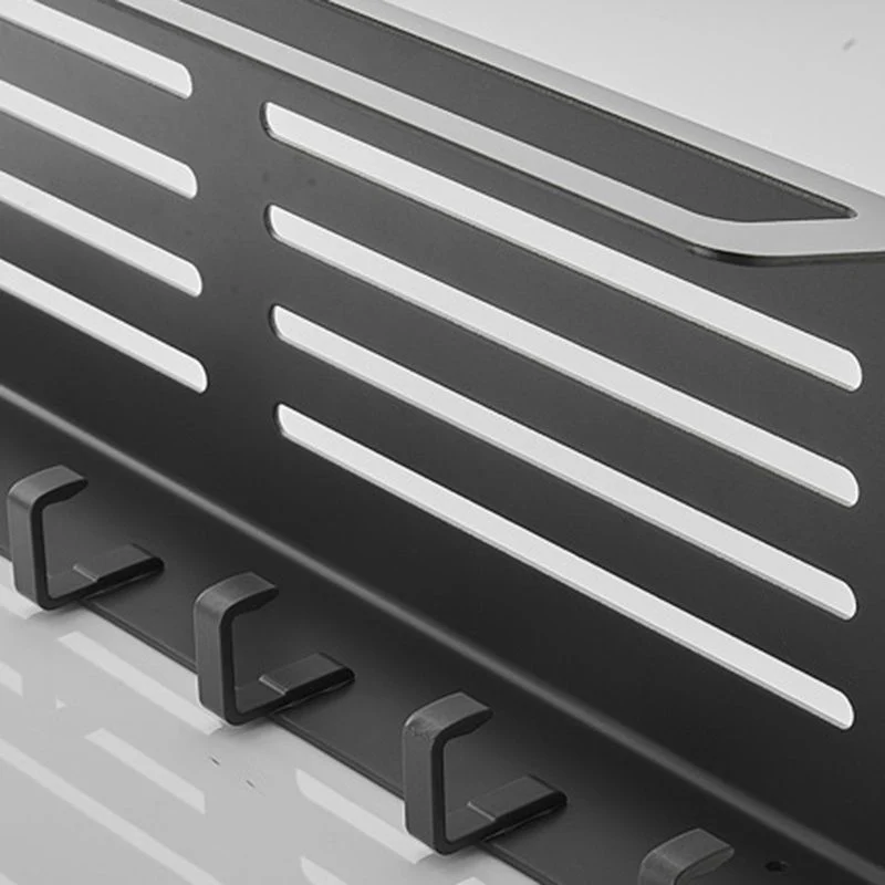 Juego de accesorios de baño de 7 piezas negro mate/gris con estante de baño/barra para toallas/ganchos para bata Clearhalo