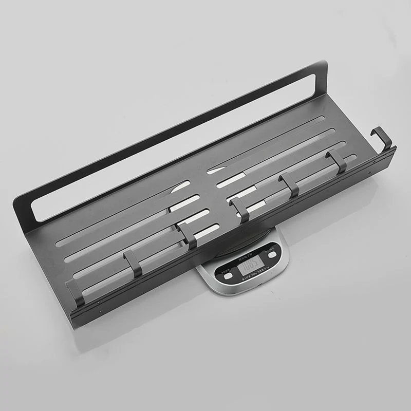 Juego de accesorios de baño de 7 piezas negro mate/gris con estante de baño/barra para toallas/ganchos para bata Clearhalo