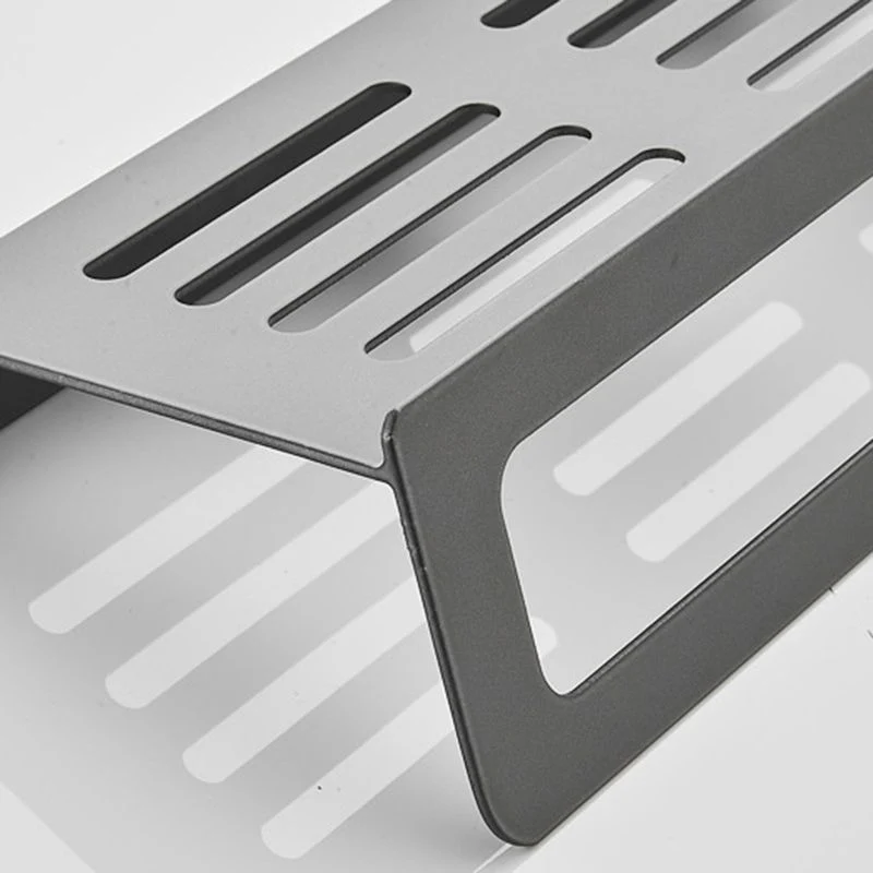 Juego de accesorios de baño de 7 piezas negro mate/gris con estante de baño/barra para toallas/ganchos para bata Clearhalo