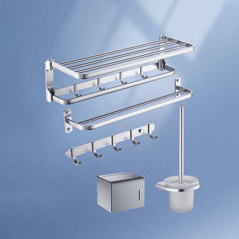 Juego de accesorios de baño plateados Accesorio de baño moderno como individual o como conjunto Clearhalo