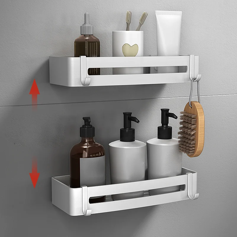 Juego de accesorios de baño plateados Estante de baño moderno antioxidante de 1/2/3 piezas Clearhalo