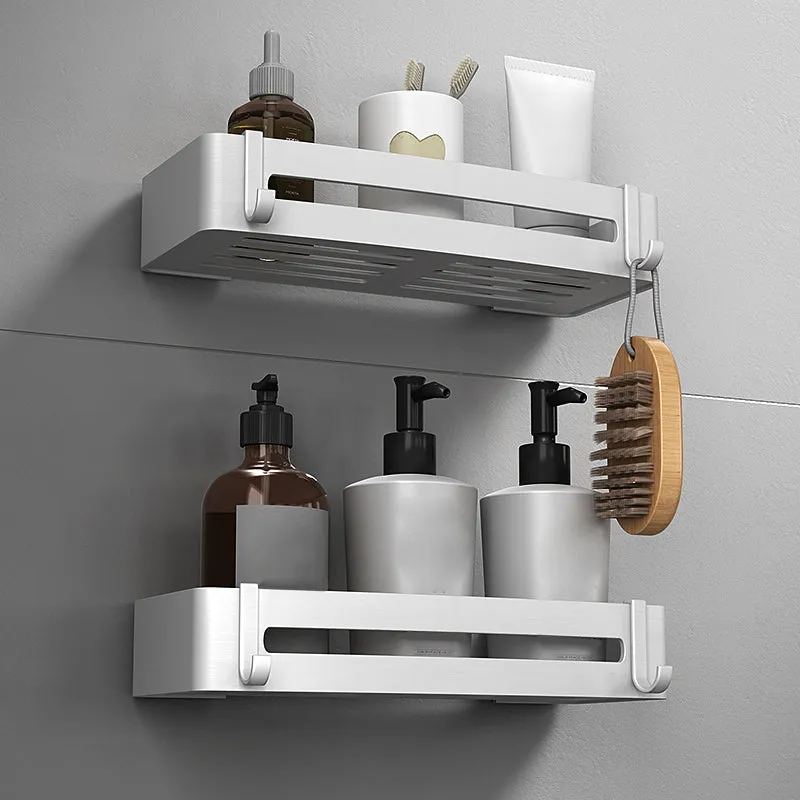 Juego de accesorios de baño plateados Estante de baño moderno antioxidante de 1/2/3 piezas Clearhalo