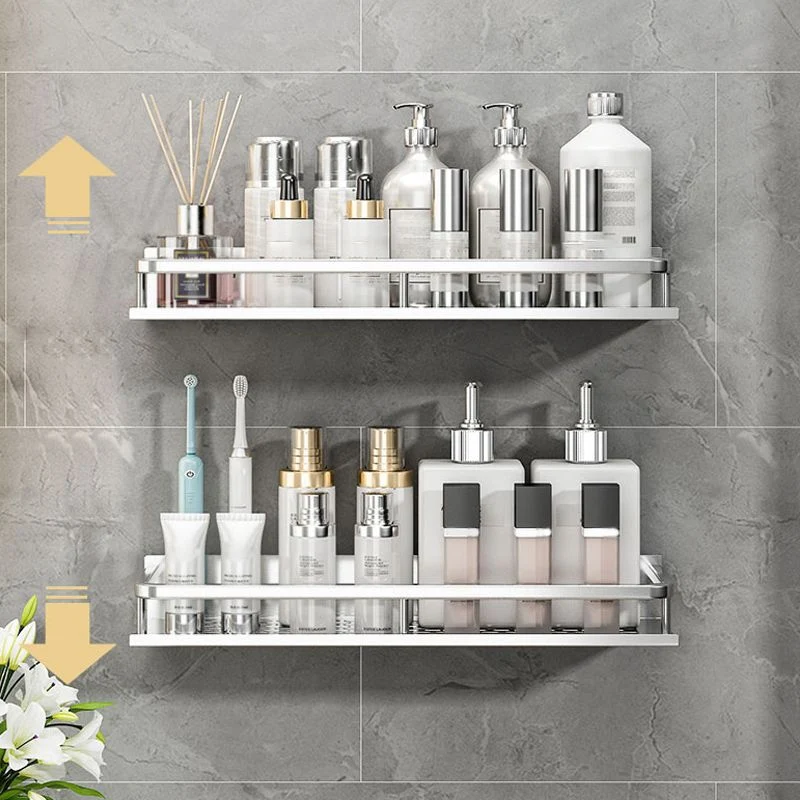 Juego de accesorios de baño plateados Estante de baño de metal de 1/2/3 piezas Clearhalo