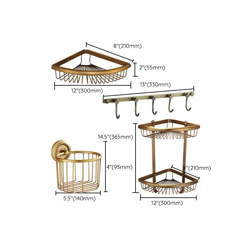 Juego de accesorios de baño tradicional Kit de accesorios de baño de metal dorado Clearhalo