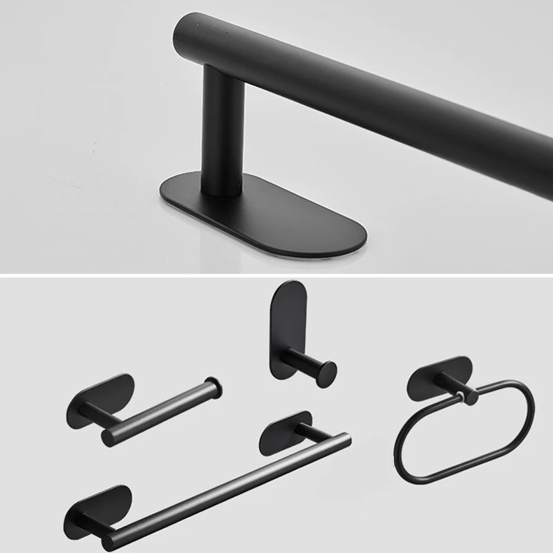 Juego de accesorios de baño tradicional de 4 piezas con aro para barra de toalla/portapapeles y gancho para bata Clearhalo