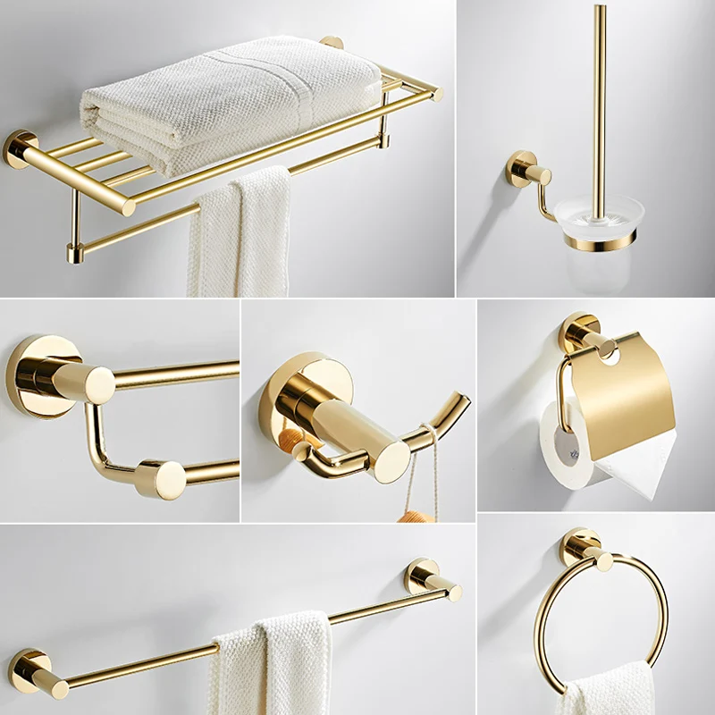 Juego de accesorios de baño tradicional de 4 piezas Juego de baño de latón en oro mate Clearhalo
