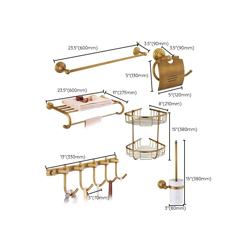 Juego de accesorios de baño tradicional de 4 piezas Juego de accesorios de baño de latón dorado Clearhalo