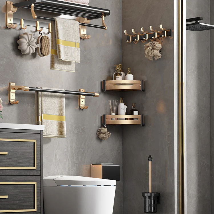 Juego de accesorios de baño tradicional de 7 piezas Kit de accesorios de baño de aluminio Clearhalo