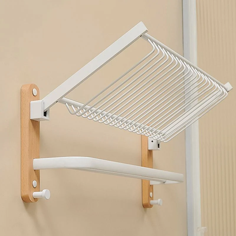 Juego de accesorios para baño de aluminio y madera, color blanco Clearhalo