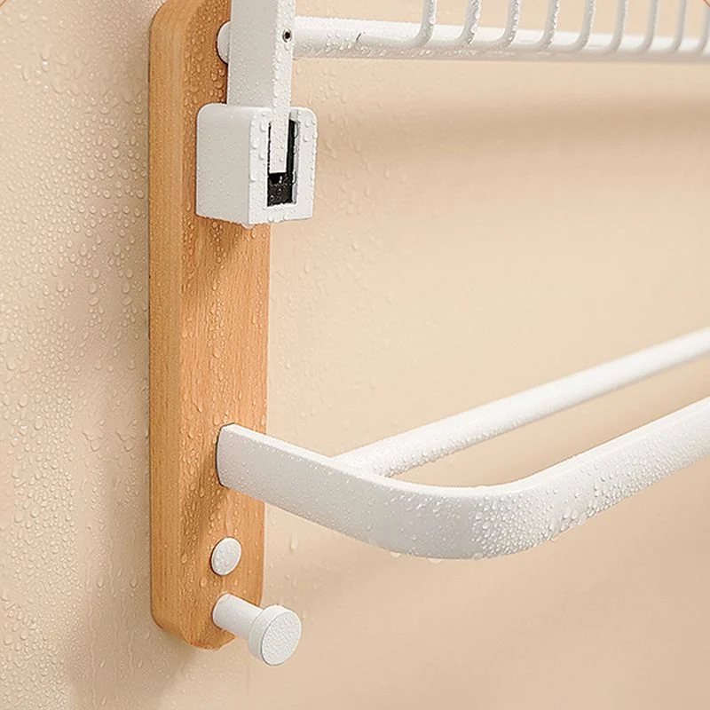 Juego de accesorios para baño de aluminio y madera, color blanco Clearhalo
