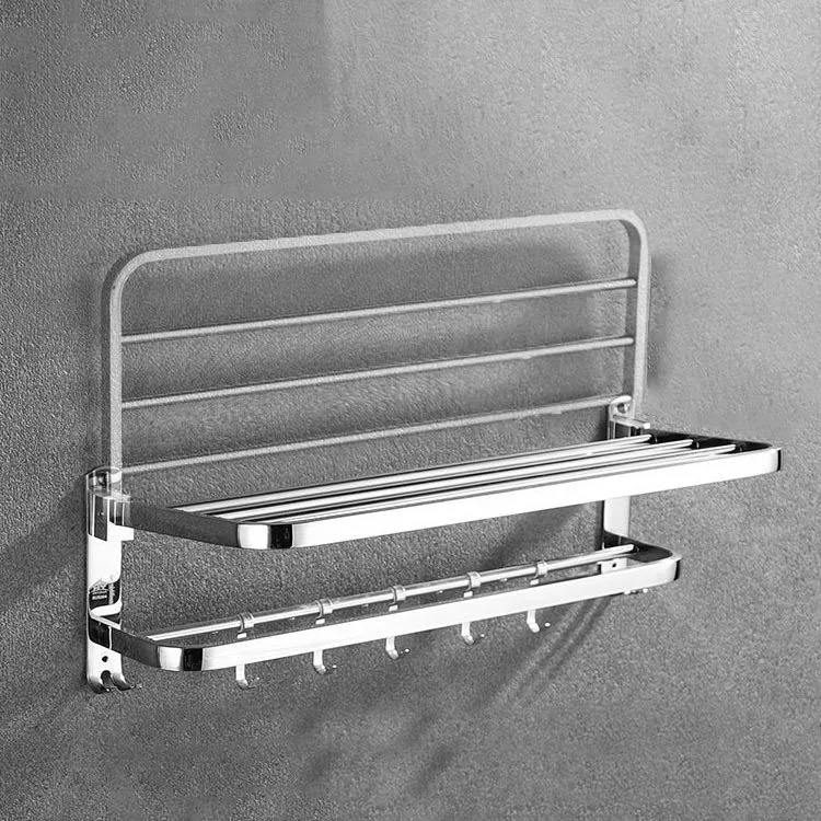 Juego de accesorios para baño de cromo pulido en acero inoxidable con estante para baño/ganchos para bata/barra para toall...