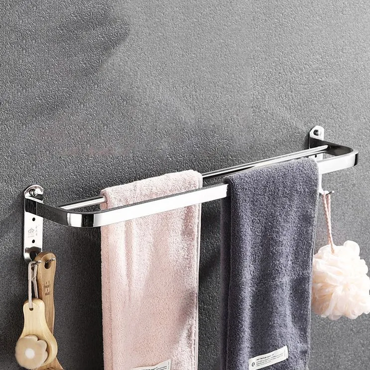 Juego de accesorios para baño de cromo pulido en acero inoxidable con estante para baño/ganchos para bata/barra para toall...