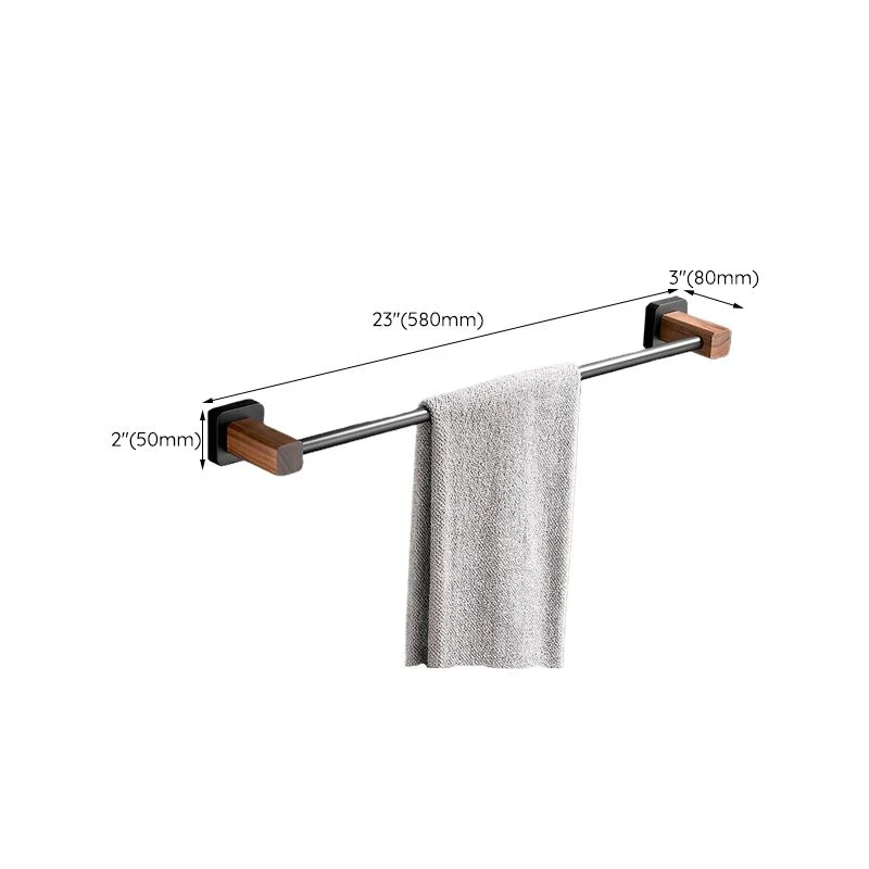 Juego de accesorios para baño de madera y aluminio, color marrón Clearhalo