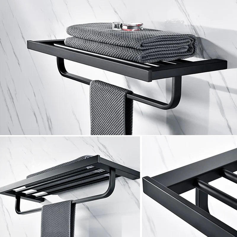 Juego de accesorios para baño modernista de 5 piezas en acero inoxidable negro mate Clearhalo