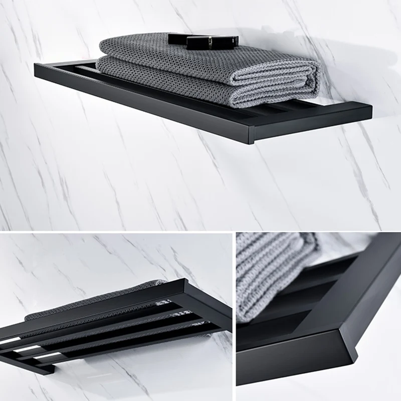 Juego de accesorios para baño modernista de 5 piezas en acero inoxidable negro mate Clearhalo