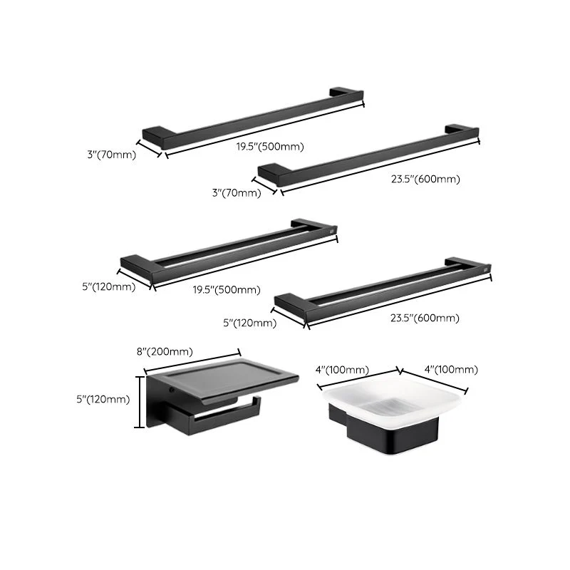 Juego de accesorios para baño modernista de 5 piezas en acero inoxidable negro mate Clearhalo