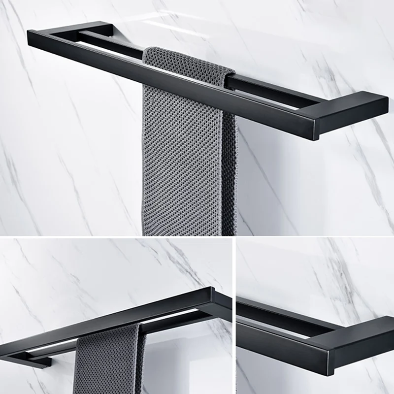 Juego de accesorios para baño modernista de 5 piezas en acero inoxidable negro mate Clearhalo