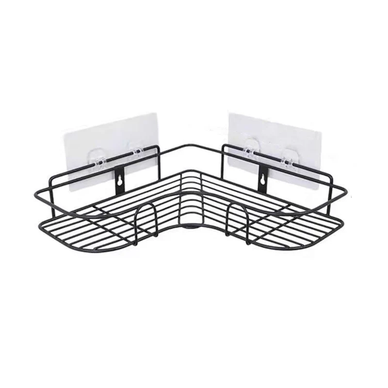 Juego de accesorios para baño moderno, juego de accesorios para baño con montaje adhesivo y estante para baño Negro Clearhalo
