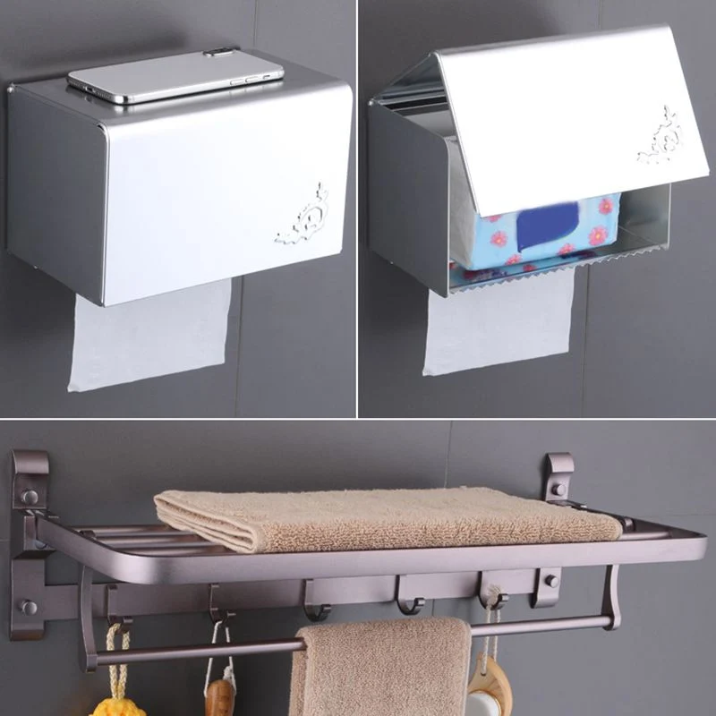 Juego de accesorios para baño moderno de 6 piezas en aluminio con toallero/portapapeles Clearhalo