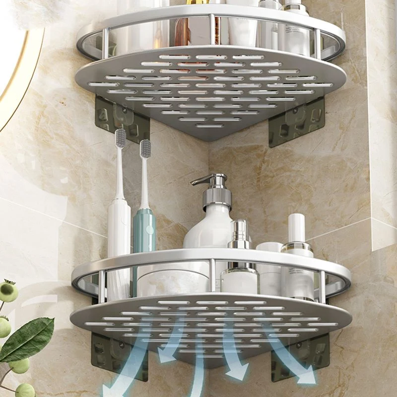 Juego de accesorios para baño plateado/negro, estante de baño moderno de 1/2/3 piezas Clearhalo