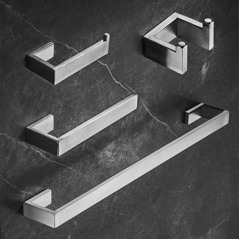 Juego de baño de acero inoxidable Juego de accesorios de baño simple de estilo moderno de 4 piezas Clearhalo