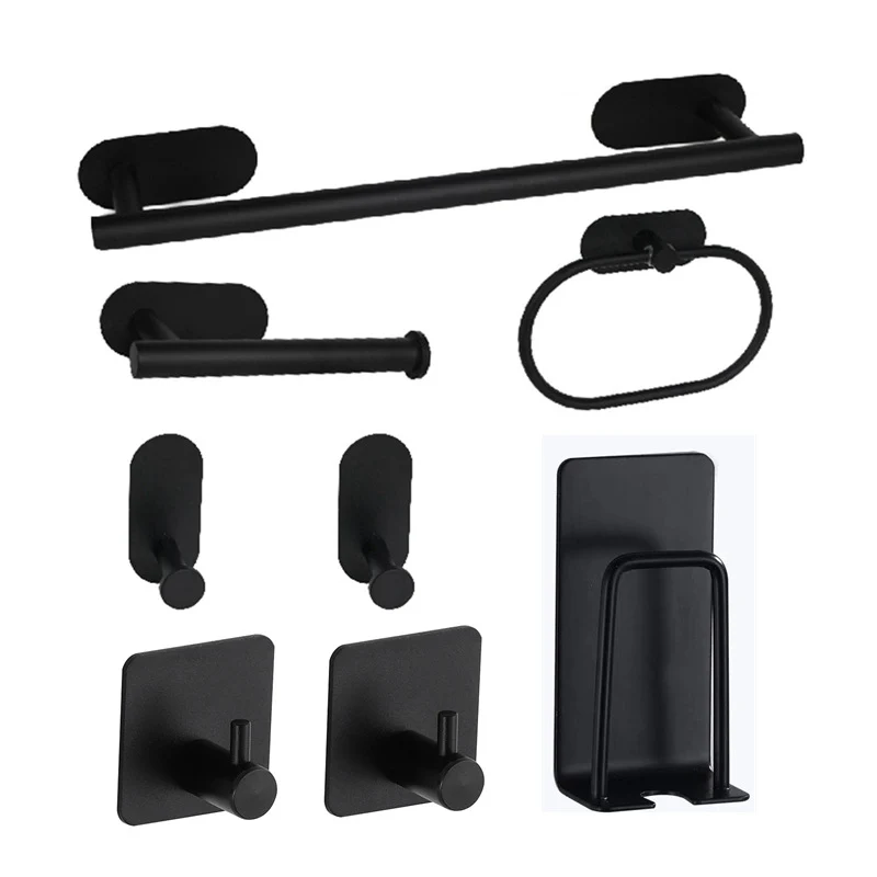 Juego de baño de acero inoxidable Juego de accesorios de baño simple de estilo moderno Clearhalo