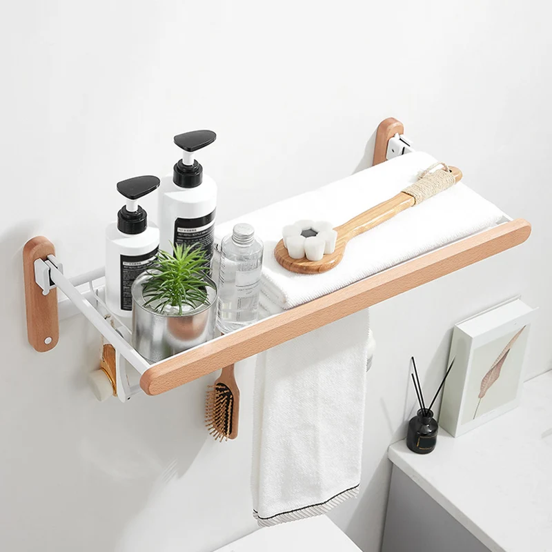 Juego de baño blanco Accesorio de baño de madera maciza y aluminio, individual o en conjunto Clearhalo