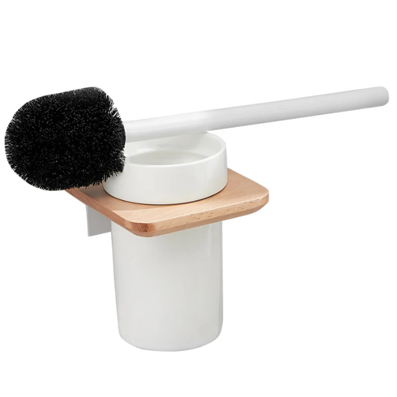 Juego de baño blanco Accesorio de baño de madera maciza y aluminio, individual o en conjunto Clearhalo