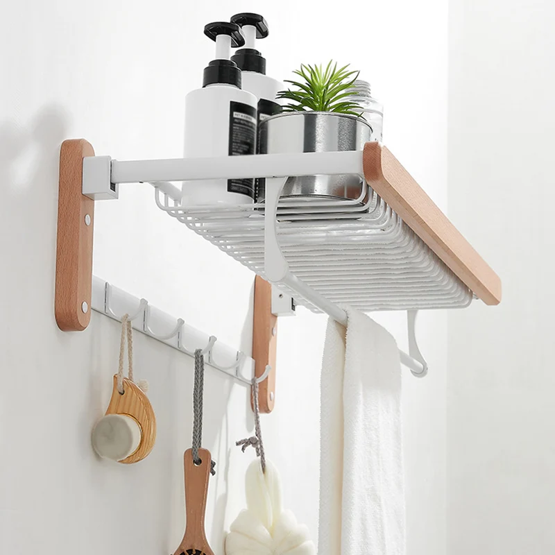 Juego de baño blanco Accesorio de baño de madera maciza y aluminio, individual o en conjunto Clearhalo