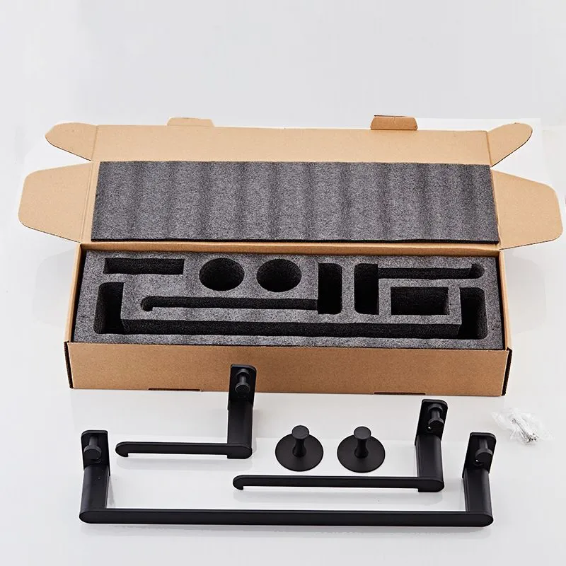 Juego de baño de metal Juego de accesorios de baño negro de estilo moderno de 5 piezas Clearhalo