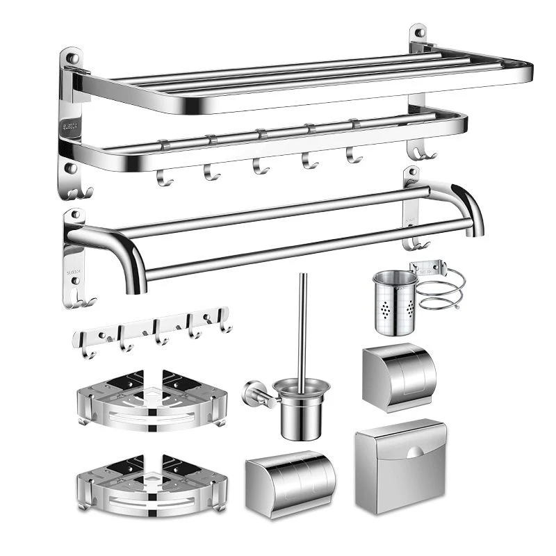 Juego de baño moderno de acero inoxidable, soporte de papel, estante para baño, herrajes para baño Clearhalo
