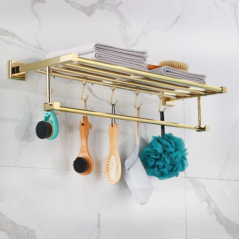 Juego de baño moderno dorado, oro pulido, 4 piezas, toallero y soporte para papel Clearhalo